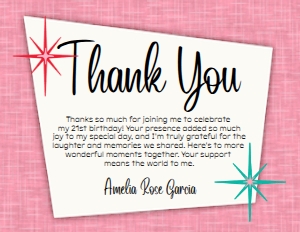 SW3047 PRINTED THANK YOU CARD: SW3047 PRINTED SET