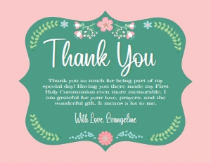 SW718 PRINTED THANK YOU CARD: SW718 PRINTED SET