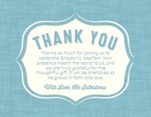 SW749 PRINTED THANK YOU CARD: SW749 PRINTED SET