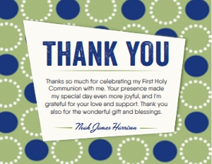 SW845 PRINTED THANK YOU CARD: SW845 PRINTED SET