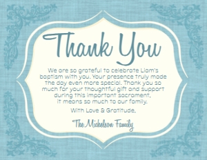 SW809 PRINTED THANK YOU CARD: SW809 PRINTED SET