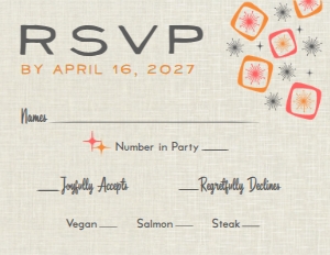 SW50570 PRINTED RSVP CARD: SW50570 PRINTED WEDDING SET