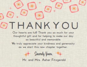 SW50570 PRINTED THANK YOU CARD: SW50570 PRINTED WEDDING SET