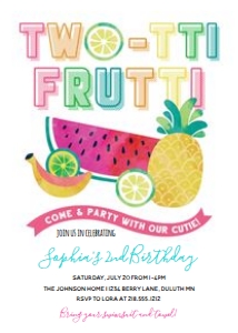 Two-tti Frutti Birthday Invitation design preview