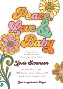 Peace, Love and Baby Invite design preview