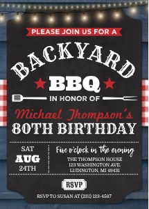 80th BBQ Invitation Birthday Party Invite EIGHTY Barbecue Digital Instant Download 5x7 Editable BBQ1 design preview