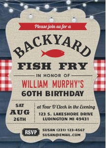 60th Back Yard Fish Fry Invitation - Birthday Party Invite SIXTY  Digital Instant Download 5x7 Editable mens male woman womens design preview