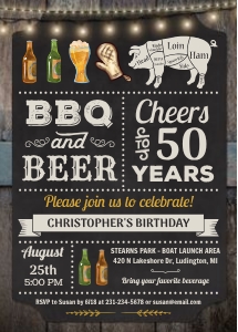50th - BBQ & Beers Rustic Pig Roast Cookout Birthday Invitation - 50th birthday invitation for men Digital INSTANT Download Editable CBBP design preview