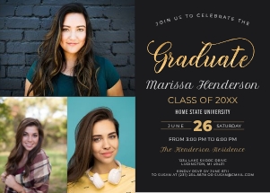 Graduation Invitation Class of 2021 Photo Invite Black & Gold Faux Foil Graduation Invitation Digital INSTANT DOWNLOAD Editable design preview