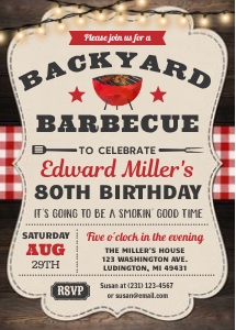 80th BBQ Birthday Invite EIGHTY Barbecue - Summer Party Invitation - DIGITAL Instant Download 5x7 Editable Printable mens male woman womens design preview