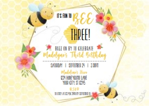 Bee Birthday Invitation design preview