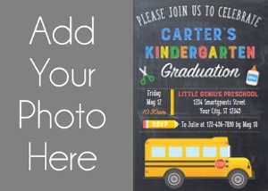 School Bus - Kindergarten - ChalkboardBoyPhoto: School Bus Graduation Photo Boy