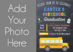 School Bus - Preschool - ChalkboardBoyPhoto: School Bus Graduation Photo Boy