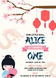 Japanese Cherry Blossom Invitation design preview