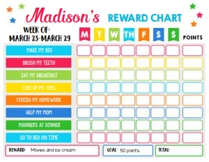 Colors Reward Chart design preview