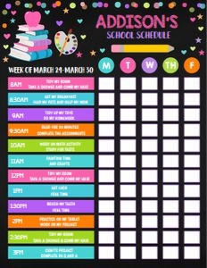 School Schedule girly chalkboard 2 design preview