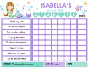 Mermaid reward chart design preview