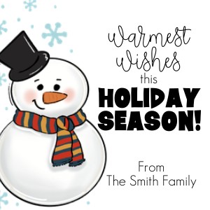 HTX006a - warmest wishes snowman gift tag design preview