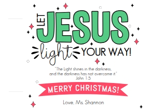 HTX009 - Jesus Light the Way - Glow Stick Christmas Card: HTX009 - Jesus Light the Way - Glow Stick Christmas Card