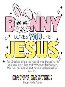 HT038 - No Bunny Loves You Like Jesus - Gift Tag: HT038 - No Bunny Loves You Like Jesus - Gift Tag