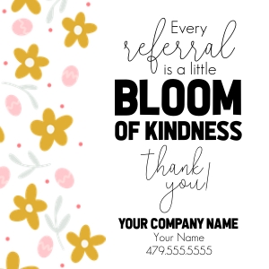 Printable Referral Tag - 'Every Referral is a Bloom of Kindness design preview