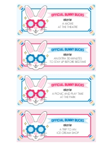 Printable Editable Bunny Bucks - Fun Easter Coupons Kids & Teens design preview