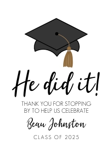 HT061 - Graduation Cap Party Favor Tag: Printable Graduation Party Favor Tags, Editable Text & Colors