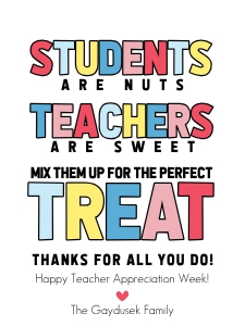 Editable Teacher Appreciation Gift Tag - Trail Mix Gift Tag design preview