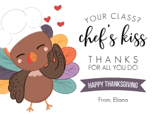 HT103a - Turkey Chef's Kiss Teacher Thank You Tag design preview