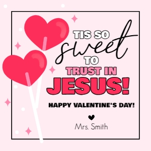 Tis so sweet to trust in Jesus Valentine Gift tag design preview