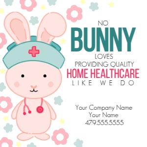 HT130 - Nurse bunny Home Health Tag: Easter Referral Marketing Gift Tag