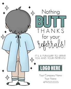 HTX013b - Nothing Butt Thanks Referral Tag: Gastroenterology Week Referral Marketing Gift Tag