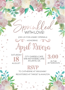 Soft Floral Sprinkles Baby Shower Invitation: Soft Floral Sprinkles Baby Shower Invitation