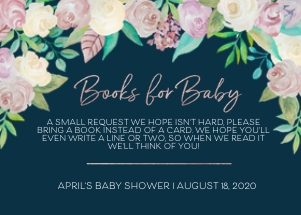 Soft Floral Sprinkles Baby Shower Books For Baby - Navy: Soft Floral Sprinkles Books For Baby Insert - NAVY