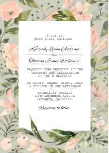 Peach Evergreen Wedding Invitation: Peach Evergreen Wedding Invitation