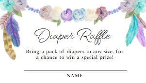 Soft Boho Baby Shower Diaper Raffle Insert: Soft Boho Diaper Raffle