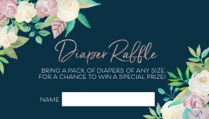 Soft Floral Sprinkles Baby Shower Diaper Raffle - NAVY: Soft Floral Sprinkles Diaper Raffle -NAVY
