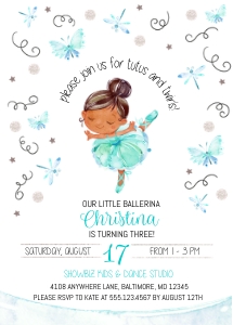 Ballerina Birthday Invitation -1: Ballerina Birthday Invitation - 1