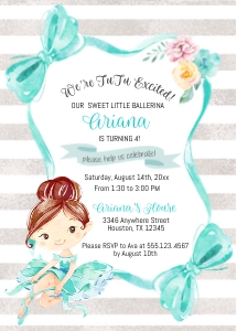 Ballerina Birthday Invitation -4: Ballerina Birthday Invitation - 4