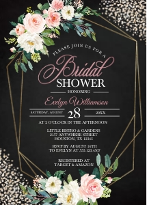 Peachy Floral Bridal Invitation -1 (Dark): Peachy Floral Bridal Invitation -1 (Dark)