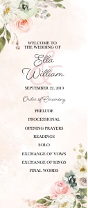 Peachy Garden Program (Front & Back): Peachy Garden Wedding Program