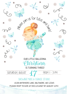 Ballerina Birthday Invitation -2: Ballerina Birthday Invitation - 2