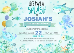 Splash Birthday Invitation -1 design preview