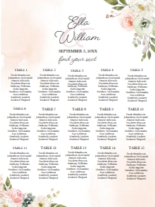 Peachy Garden Seating Chart 18x24: Peachy Garden Seating Chart