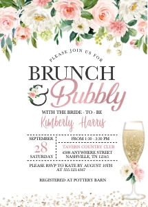 Peachy Brunch and Bubbly Bridal Invitation -1: Peachy Brunch and Bubbly Bridal Invitation -1