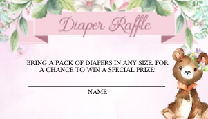Forest Babies Baby Shower Diaper Raffle - Girl: Forest Babies Diaper Raffle -2