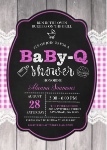 Baby-Q Shower Invitation - Girl: Baby-Q Baby Shower Invitation - Girl (Bundle)