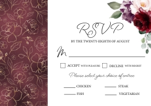 Burgundy Floral RSVP Insert: Burgundy Floral Wedding Invitation -1 (Bundle)