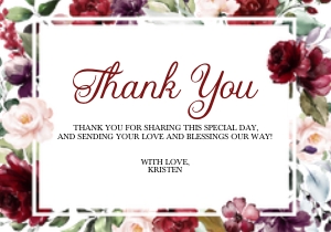 Burgundy Floral Thank You Card - 2: Burgundy Floral Baby Shower Invitation (Bundle)