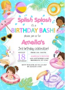 Splish Splash Birthday Invitation -1: Splish Splash Birthday Invitation -1